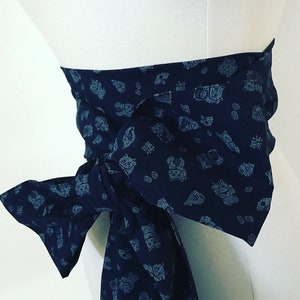 ready wear white maneki lucky cat navy cotton obi