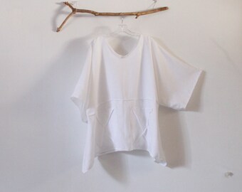 custom oversized eco linen top with big pockets