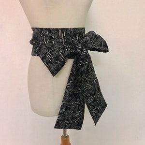made to order Japanese motif homespun cotton obi sashes regular or plus size length image 5