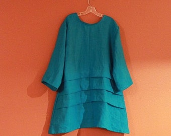 custom plus size  three pleats  linen tunic