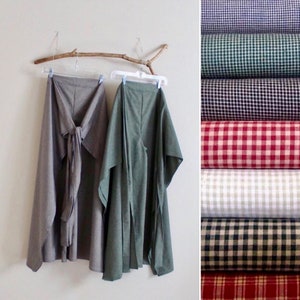 plaid cotton wrap pants free size custom length fit waist thirty six and under