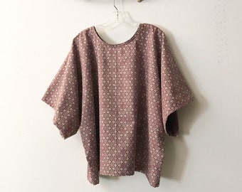 ready wear Japanese linked circle or sandy coin pattern cotton kimono top