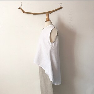 custom V-neck sleeveless linen simplicity wavy top image 4