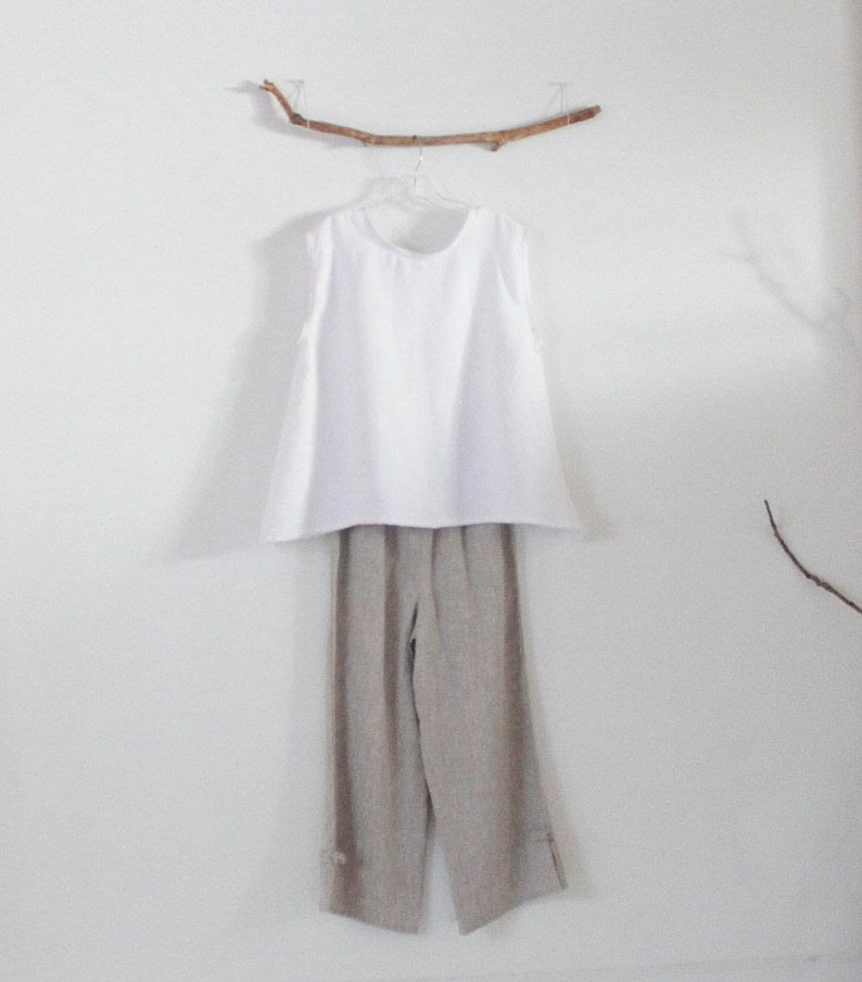 Ready to Wear Size L Simple Wavy White Linen Top - Etsy