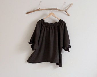 oversized  shirring linen top made to order