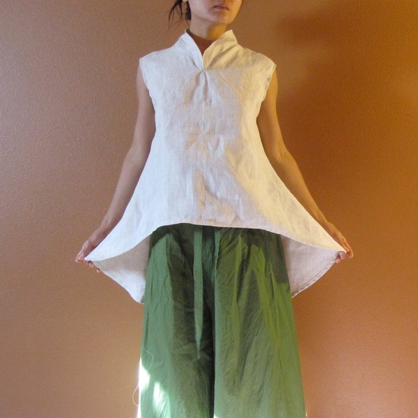 custom sleeveless linen simplicity top