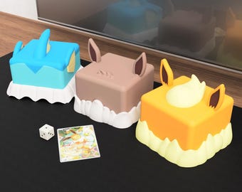 Eevee, Flareon,  Vaporeon Inspired Pokémon Deck Box Magnetic TCG Storage with Token & Dice Divider