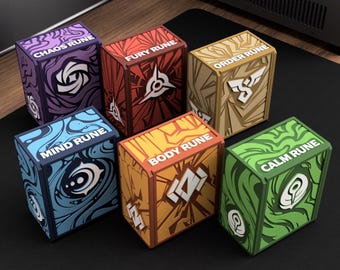 Riftbound Rune Deck Box – 3D Printed TCG Deck Case | 6 Elemental Styles | Fits 60+ Card Decks