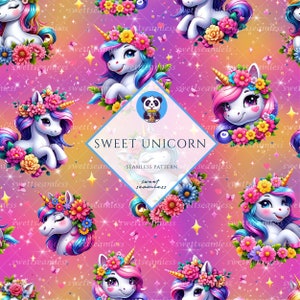 Unicorn Seamless | Unicorn Pattern | Cute Seamless Repeat Pattern| Backgrounds | Printable Digital Paper | Bundle Paper