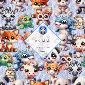 Animal Seamless | Animal Pattern | Cute Seamless Repeat Pattern| Backgrounds | Printable Digital Paper | Bundle Paper
