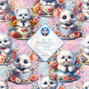 Animal Seamless | Animal Pattern | Cute Seamless Repeat Pattern| Backgrounds | Printable Digital Paper | Bundle Paper