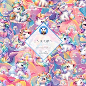 Unicorn Seamless | Unicorn Pattern | Cute Seamless Repeat Pattern| Backgrounds | Printable Digital Paper | Bundle Paper