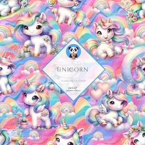 Unicorn Seamless | Unicorn Pattern | Cute Seamless Repeat Pattern| Backgrounds | Printable Digital Paper | Bundle Paper