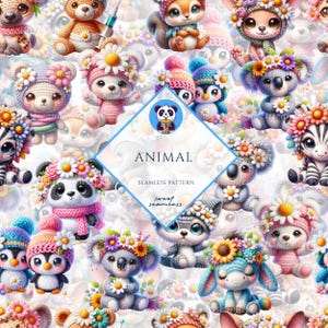 Animal Seamless | Animal Pattern | Cute Seamless Repeat Pattern| Backgrounds | Printable Digital Paper | Bundle Paper