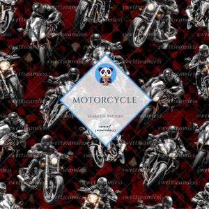 Motorcycle Seamless | Motorcycle Pattern | Cute Seamless Repeat Pattern| Backgrounds | Printable Digital Paper | Bundle Paper
