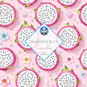 Dragonfruit Seamless | Dragonfruit Pattern | Cute Seamless Repeat Pattern| Backgrounds | Printable Digital Paper | Bundle Paper