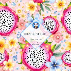Dragonfruit Seamless | Dragonfruit Pattern | Cute Seamless Repeat Pattern| Backgrounds | Printable Digital Paper | Bundle Paper