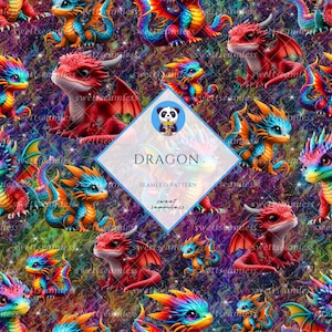 Dragon Seamless | Dragon Pattern | Cute Seamless Repeat Pattern| Backgrounds | Printable Digital Paper | Bundle Paper
