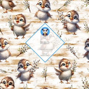 Bird Seamless | Bird Pattern | Cute Seamless Repeat Pattern| Backgrounds | Printable Digital Paper | Bundle Paper