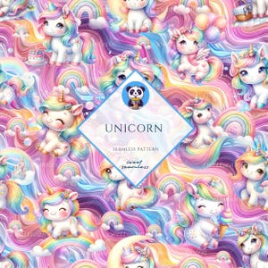 Unicorn Seamless | Unicorn Pattern | Cute Seamless Repeat Pattern| Backgrounds | Printable Digital Paper | Bundle Paper
