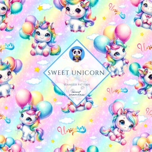 Unicorn Seamless | Unicorn Pattern | Cute Seamless Repeat Pattern| Backgrounds | Printable Digital Paper | Bundle Paper