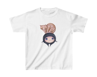 Chiho Aoshima Cat and Girl Graphic Baby Tee | Y2K Baby Tee, 90s Baby Tee, Graphic Shirt Crop, Coquette, Vintage Design