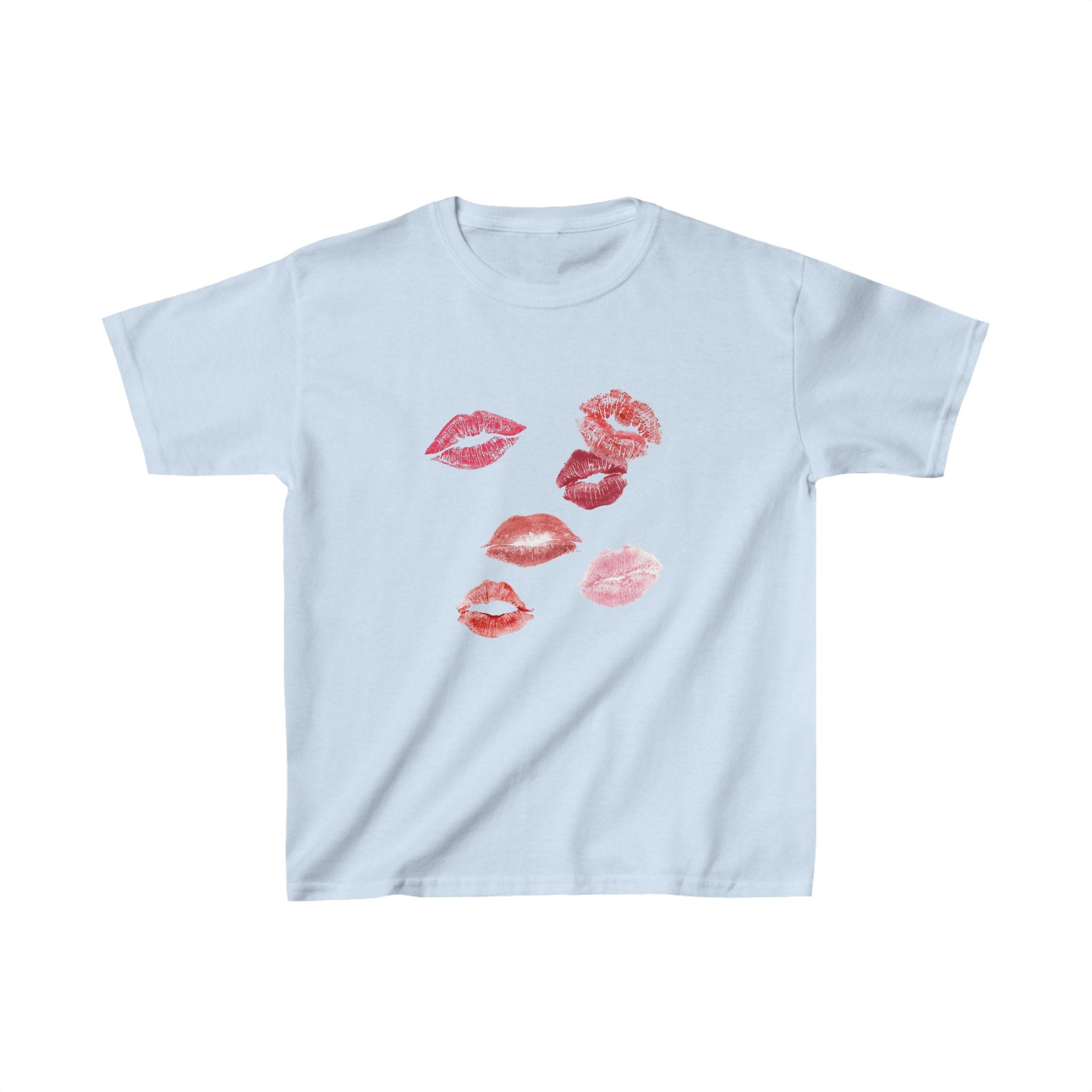 Lipstick Kisses Baby Tee | Y2K Graphic Baby Tee, 90s Baby