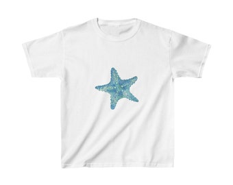 Blue Starfish Baby Tee | Y2K Graphic Baby Tee, 90s Baby Tee, Graphic Shirt Crop, Coquette, Vintage Design