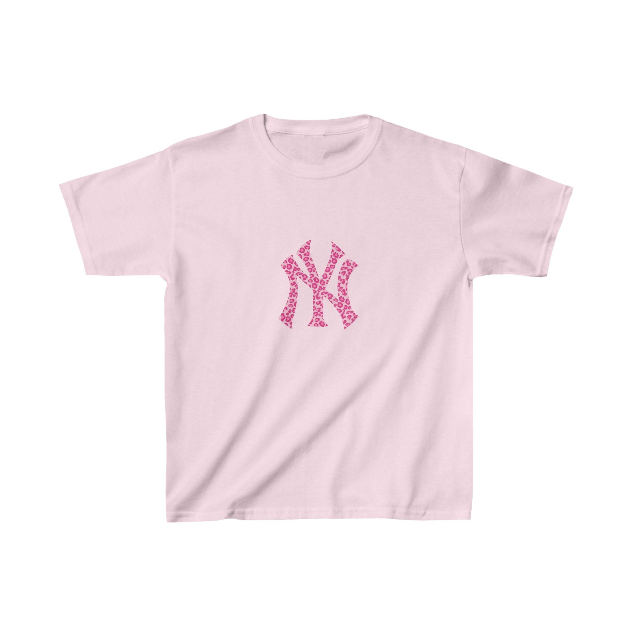 New York Yankees Pink Leopard Print Baby Tee | Y2K Baby Tee New York Yankees Pink Leopard Print Baby Tee | Y2K Baby Tee