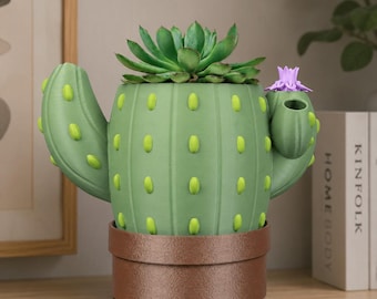Cactus Mood Planter | Water Level Indicator Flower | 3D Printed Succulent Pot | Plant Lover Gift | Desk Decor