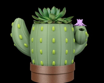 Cactus Mood Planter | Water Level Indicator Flower | 3D Printed Succulent Pot | Plant Lover Gift | Desk Decor