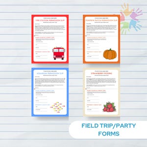 Field Trip Permission Template | Party Permission Form | Classroom Flyer | Admin. Forms