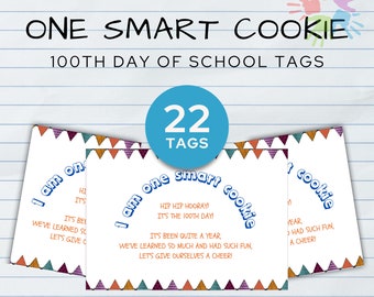 Presentetiketter för skolans 100:e dag: En smart kaka (digital nedladdning)