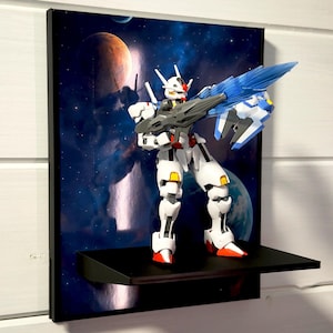 シャドウ・オブ・ワールズ（アニメスタイル）ガンプラ背景壁ディスプレイ HG＆RGガンダムモデル用 - 壁掛けまたはスタンド - 彼、彼女、夫へのギフト
