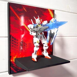 クリムゾンスカイ（アニメスタイル）ガンプラ背景壁ディスプレイ HG＆RGガンダムモデル用 - 壁掛けまたはスタンド - 彼、彼女、夫、息子へのギフト
