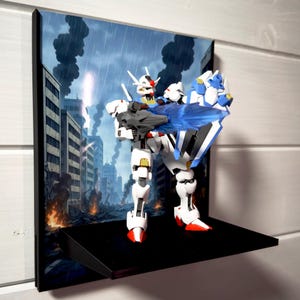Ashes In The Rain (アニメスタイル) ガンプラ背景幕 HG & RG ガンダムモデル用 ウォールディスプレイ - 壁掛けまたはスタンド - 彼、彼女、旦那様へのギフト
