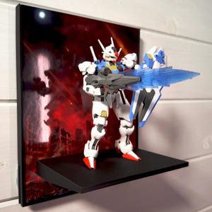 Crimson Sky ガンプラ バックドロップ ウォールディスプレイ HG & RG ガンダムモデル用 - 壁掛けまたはスタンド - 彼、彼女、夫、息子へのギフト