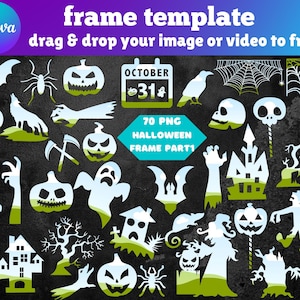330 Editable Halloween Elements Canva Template | Fall Spooky Season Designs | Witchy Pumpkins Mockups | Drag & Drop Digital File