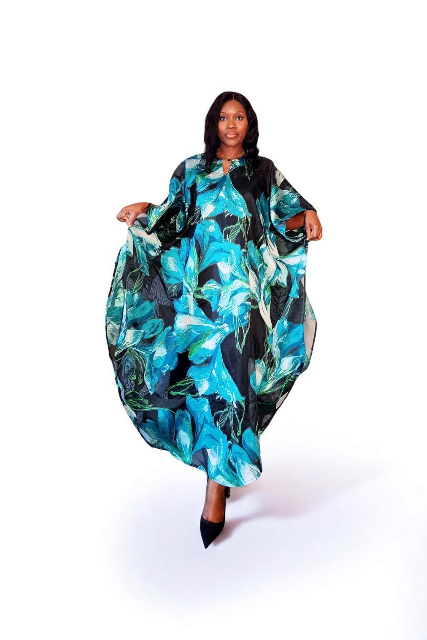 knee length dresses for ladies Isadora Maxi Kaftan Cotton Dress As seen in O'Oprah Magazine main image 1