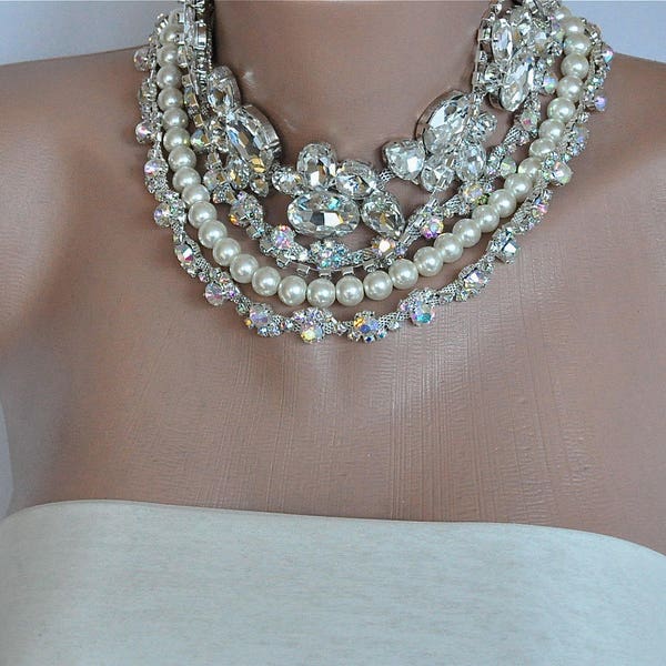 All Luxurious, All Timeless + 30%SALE SA- Bride Rhinestone Choker Embellished with Pearl