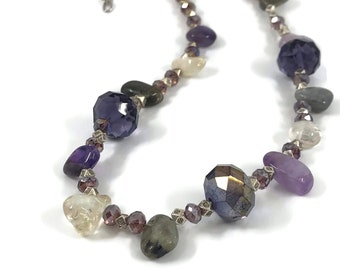 All Luxurious, All Timeless + 30%SALE Bridal Jewelry, Amethyst and Green Agate with Swarovski Crystal  Choker