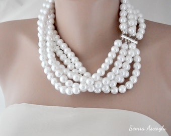 All Luxurious, All Timeless + 30%SALE Chunky Layered White Pearl Necklace
