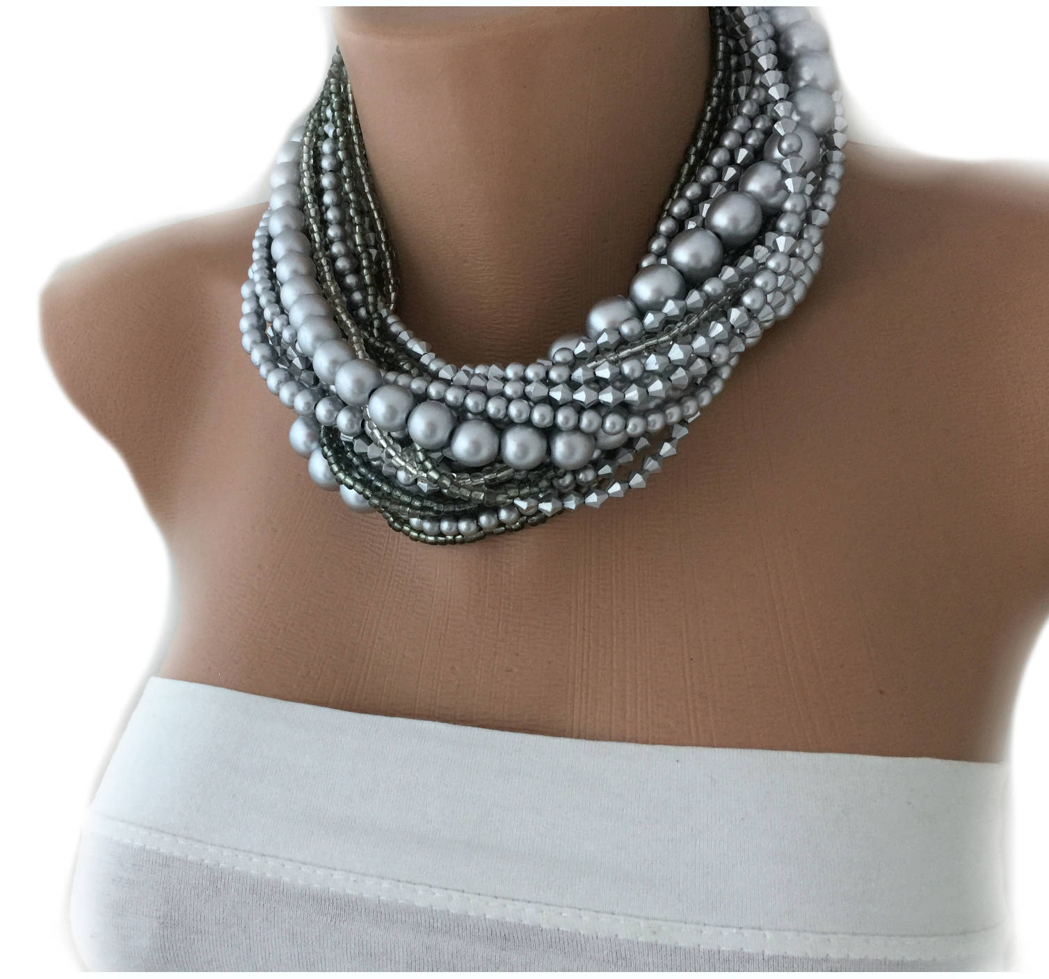 Chunky Bold Bridal Silver Necklace Bride Jewelry Etsy