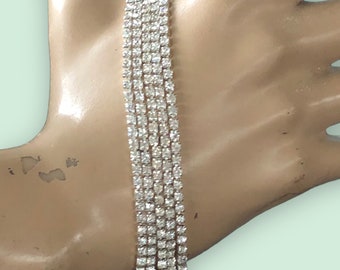 Art Deco Inspired, Bridesmaids Gift , 5 Strands Sparkly Tiny Rhinestone Bracelet