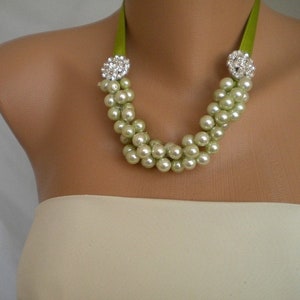 All Luxurious, All Timeless 30%SALE SA Bridal Jewelry, Handmade Weddings Tea Green Pearl Necklace image 3
