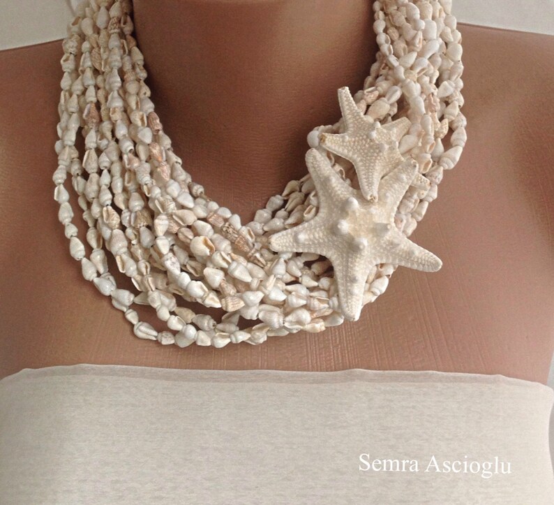 Seashell Jewelry, Handmade Beige Weddings Elegant Necklace - Etsy