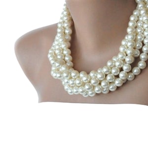Multi Strand Pearl Necklace, Statement Bridal Necklace, Street Wear Trends Pearls