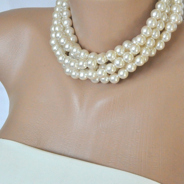 All Luxurious, All Timeless + 30%SALE Handmade Layered Ivory Pearl Necklace, Brides Bridesmaids Gifts, special occasion