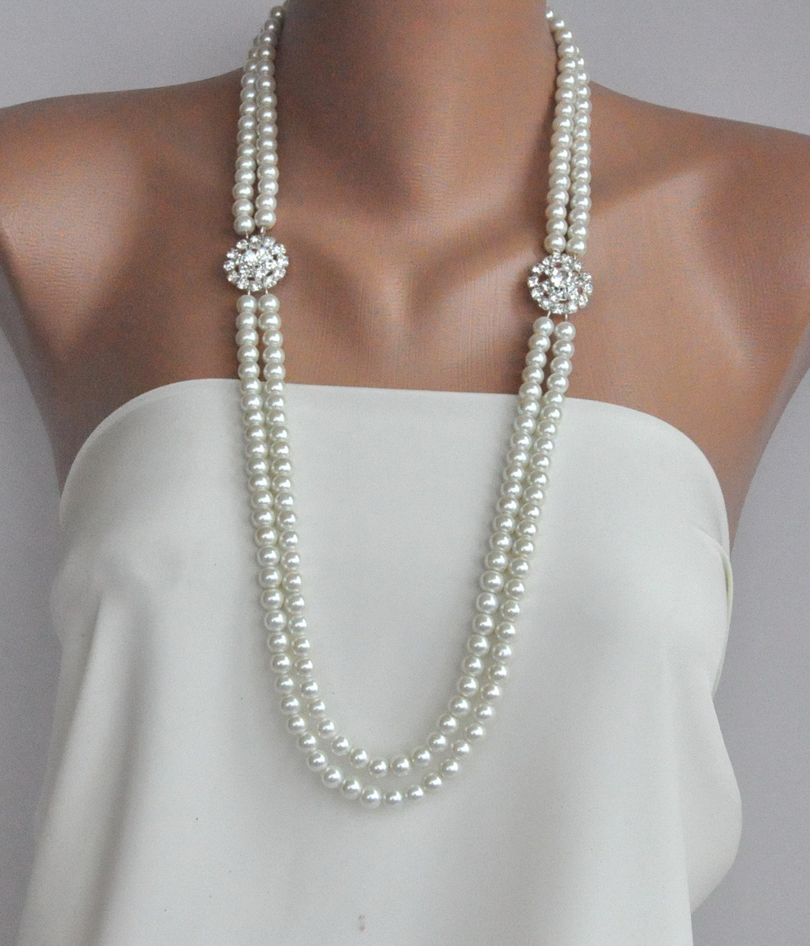 Handmade Wedding Necklace Pearl Bridal Long Necklace ivory Etsy
