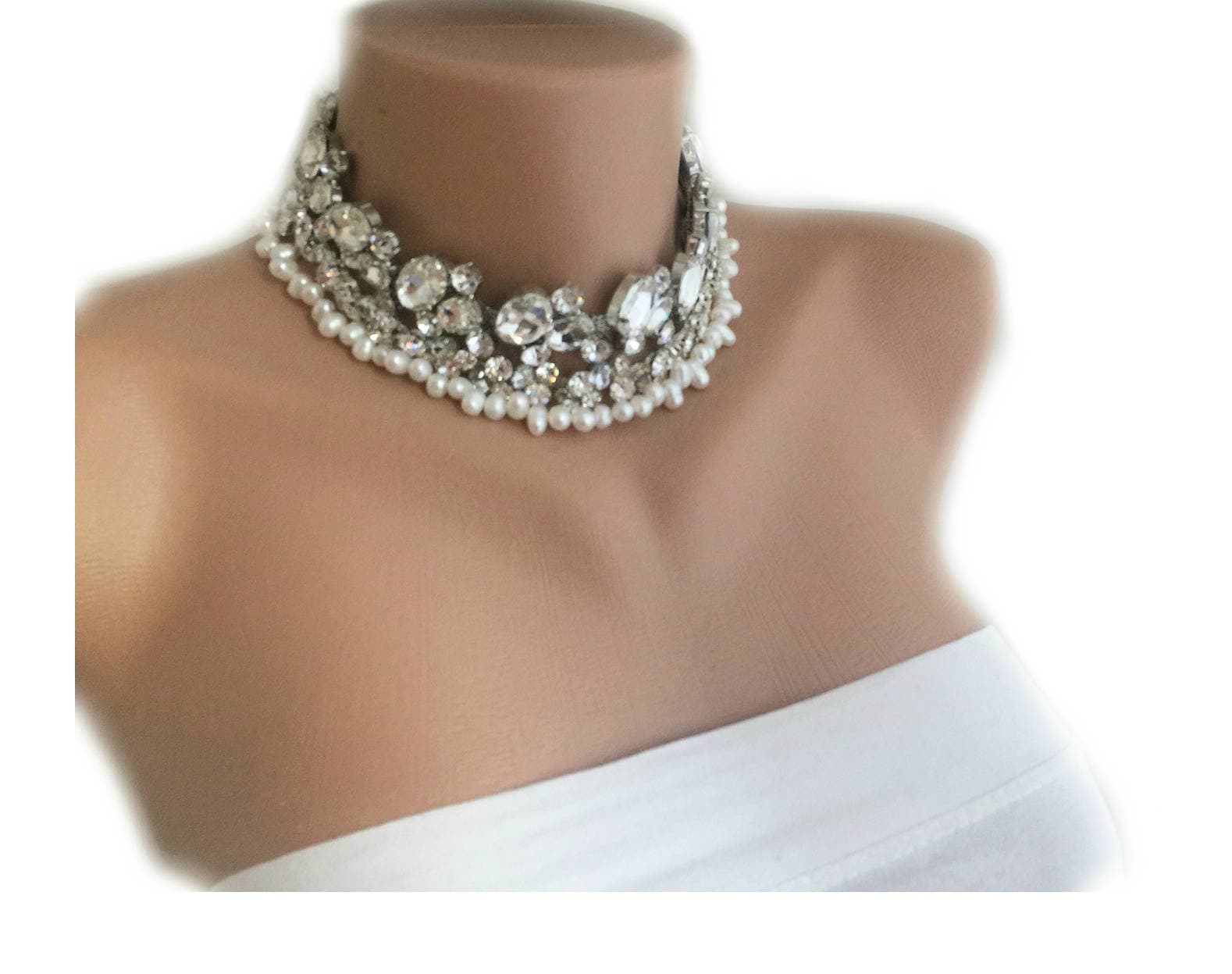 Bridal Choker Wedding Choker Handmade Necklace Crystal Etsy